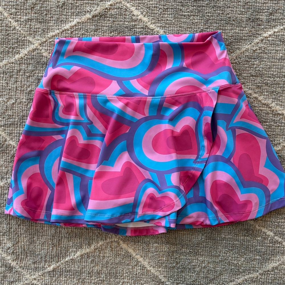 Women’s Vibrant Heart Patterned Tennis Skirt with ball pocket - never worn